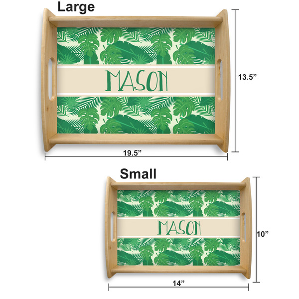 Tropical Leaves 2 Serving Tray Wood Sizes