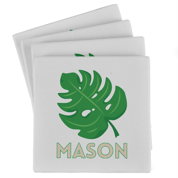 Custom Tropical Leaves #2 Absorbent Stone Coasters - Set of 4 (Personalized)