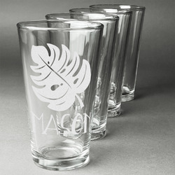 Tropical Leaves #2 Pint Glasses - Engraved (Set of 4) (Personalized)