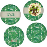 Tropical Leaves #2 Set of 4 Glass Lunch / Dinner Plate 10" (Personalized)
