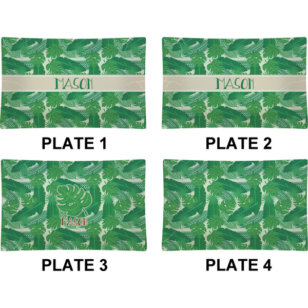 Tropical Leaves 2 Set of Rectangular Dinner Plates (Approval)