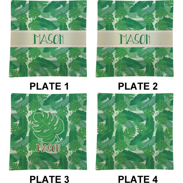 Tropical Leaves 2 Set of Square Dinner Plates (Approval)