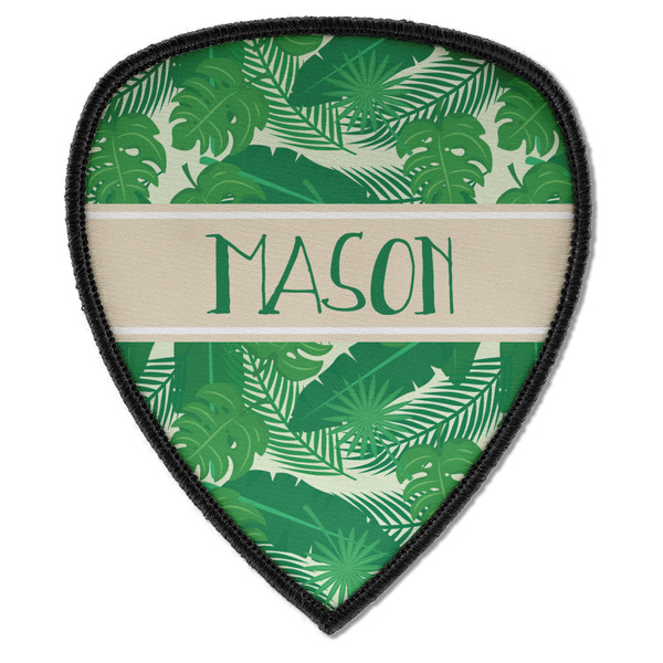 Custom Tropical Leaves #2 Iron on Shield Patch A w/ Name or Text