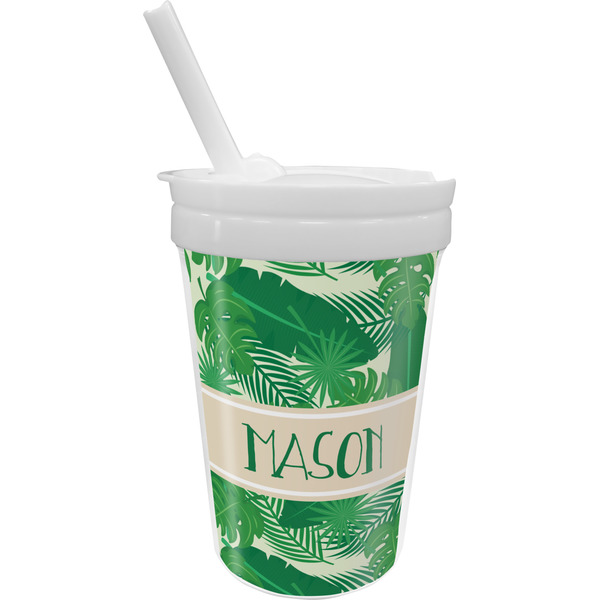 Custom Tropical Leaves #2 Sippy Cup with Straw (Personalized)