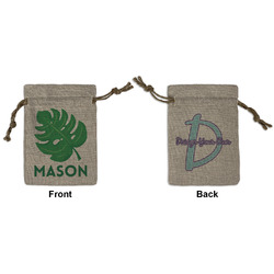 Tropical Leaves #2 Small Burlap Gift Bag - Front & Back (Personalized)