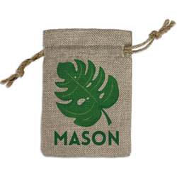 Tropical Leaves #2 Small Burlap Gift Bag - Front (Personalized)
