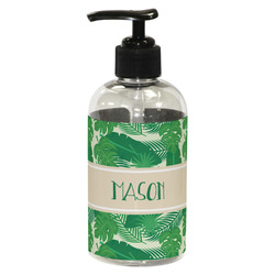 Tropical Leaves #2 Plastic Soap / Lotion Dispenser (8 oz - Small - Black) (Personalized)