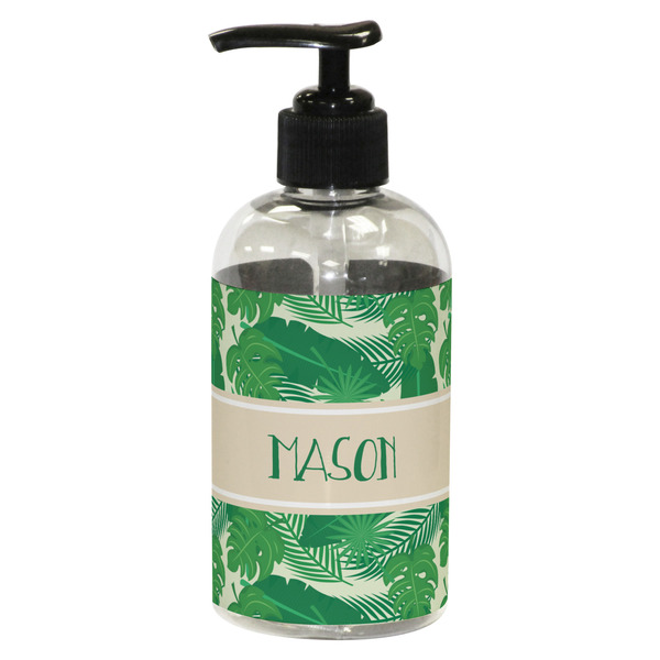Custom Tropical Leaves #2 Plastic Soap / Lotion Dispenser (8 oz - Small - Black) (Personalized)