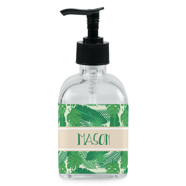 Custom Tropical Leaves #2 Glass Soap & Lotion Bottle - Single Bottle (Personalized)