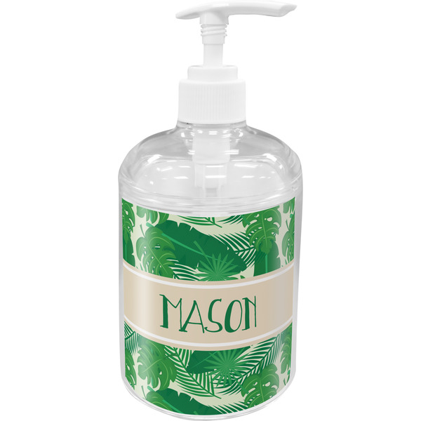 Custom Tropical Leaves #2 Acrylic Soap & Lotion Bottle (Personalized)
