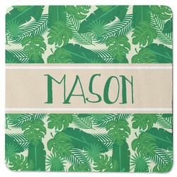 Tropical Leaves #2 Square Rubber Backed Coaster w/ Name or Text