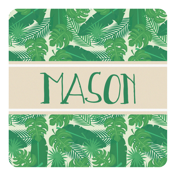 Custom Tropical Leaves #2 Square Decal - XLarge w/ Name or Text