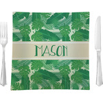 Tropical Leaves #2 9.5" Glass Square Lunch / Dinner Plate- Single or Set of 4 (Personalized)