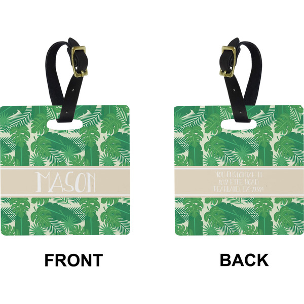 Tropical Leaves 2 Square Luggage Tag (Front + Back)