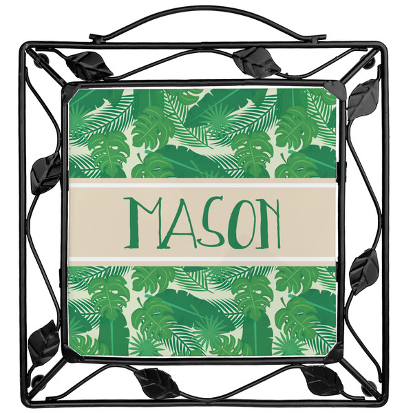 Custom Tropical Leaves #2 Square Trivet w/ Name or Text