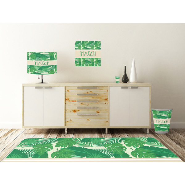 Tropical Leaves 2 Square Wall Decal Wooden Desk