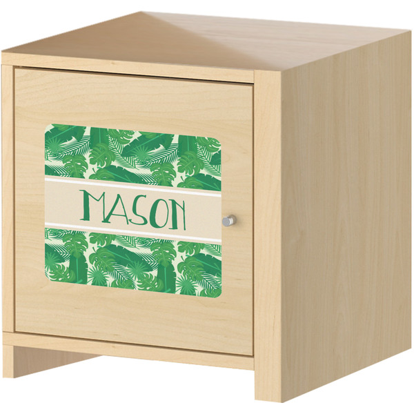 Tropical Leaves 2 Square Wall Decal on Wooden Cabinet