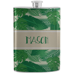 Tropical Leaves #2 Stainless Steel Flask w/ Name or Text
