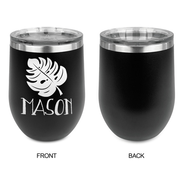 Tropical Leaves #2 Stainless Wine Tumblers - Black - Single Sided - Approval