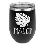 Tropical Leaves #2 Stemless Stainless Steel Wine Tumbler (Personalized)