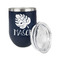Tropical Leaves #2 Stainless Wine Tumblers - Navy - Double Sided - Alt View