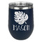 Tropical Leaves #2 Stainless Wine Tumblers - Navy - Double Sided - Front