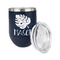 Tropical Leaves #2 Stainless Wine Tumblers - Navy - Single Sided - Alt View