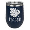 Tropical Leaves #2 Stainless Wine Tumblers - Navy - Single Sided - Front