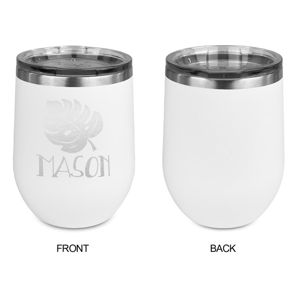 Tropical Leaves #2 Stainless Wine Tumblers - White - Single Sided - Approval