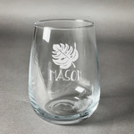 Tropical Leaves #2 Stemless Wine Glass (Single) (Personalized)