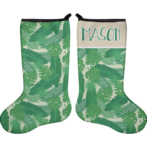 Custom Tropical Leaves #2 Holiday Stocking - Double-Sided - Neoprene (Personalized)
