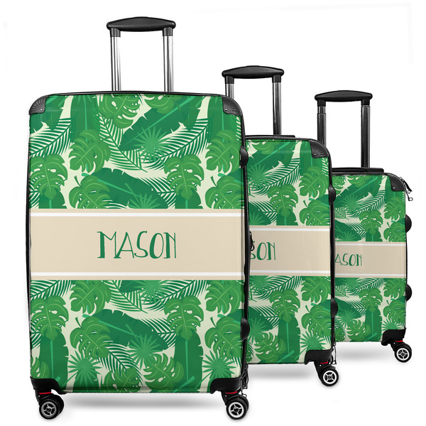 Custom Tropical Leaves #2 3 Piece Luggage Set - 20" Carry On, 24" Medium Checked, 28" Large Checked (Personalized)