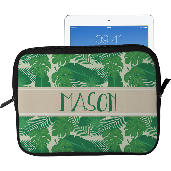 Custom Tropical Leaves #2 Tablet Case / Sleeve - Large w/ Name or Text
