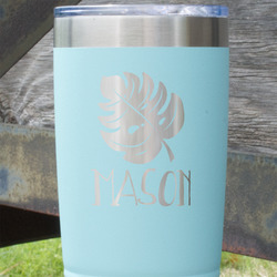 Tropical Leaves #2 20 oz Stainless Steel Tumbler - Teal - Double Sided (Personalized)