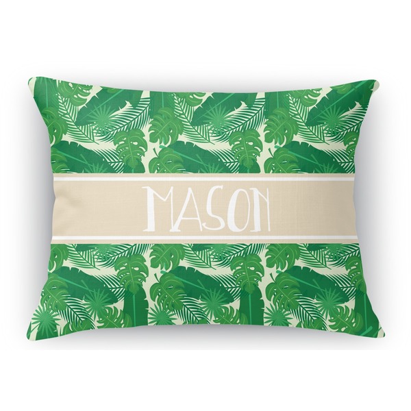 Custom Tropical Leaves #2 Rectangular Throw Pillow Case (Personalized)