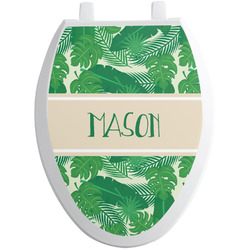 Tropical Leaves #2 Toilet Seat Decal - Elongated (Personalized)
