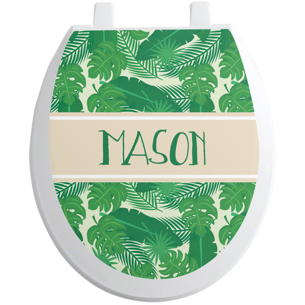 Custom Tropical Leaves #2 Toilet Seat Decal (Personalized)
