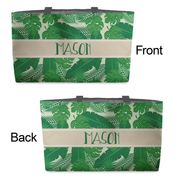 Tropical Leaves #2 Tote w/Black Handles - Front & Back Views