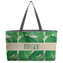 Tropical Leaves #2 Beach Totes Bag - w/ Black Handles (Personalized)