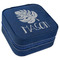 Tropical Leaves #2 Travel Jewelry Boxes - Leather - Navy Blue - Angled View