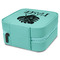 Tropical Leaves #2 Travel Jewelry Boxes - Leather - Teal - View from Rear
