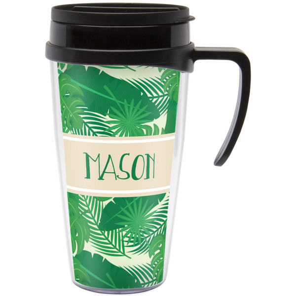 Custom Tropical Leaves #2 Acrylic Travel Mug with Handle (Personalized)