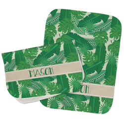 Tropical Leaves #2 Burp Cloths - Fleece - Set of 2 w/ Name or Text