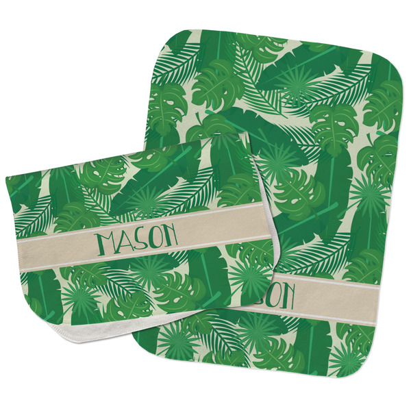 Tropical Leaves #2 Two Rectangle Burp Cloths - Open & Folded