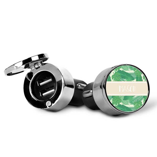 Tropical Leaves 2 USB Car Charger - Open & Closed
