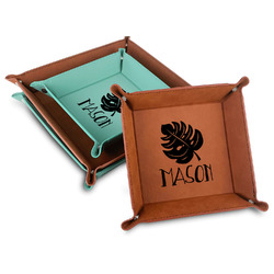 Tropical Leaves #2 Faux Leather Dice Tray (Personalized)