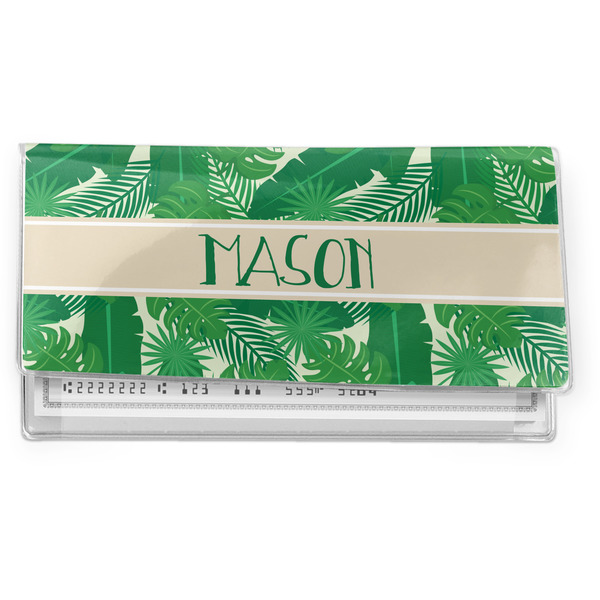Custom Tropical Leaves #2 Vinyl Checkbook Cover w/ Name or Text
