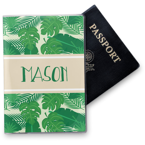 Custom Tropical Leaves #2 Vinyl Passport Holder w/ Name or Text