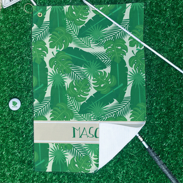 Tropical Leaves #2 Waffle Weave Golf Towel - In Context