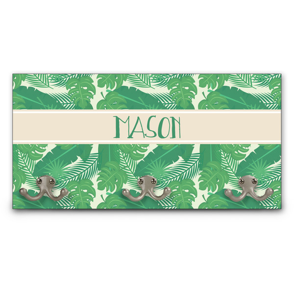 Custom Tropical Leaves #2 Wall Mounted Coat Rack w/ Name or Text